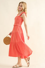 And The Why Smocked Ruffled Tiered Dress - Trendsi