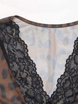 Perfee Leopard V-Neck Lace Bodysuit - Trendsi - Flyclothing LLC