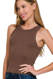 Zenana Seamless Ribbed Crop Tank - Trendsi