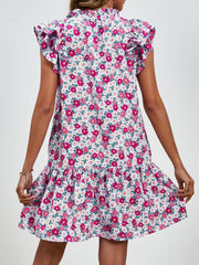 Tied Floral Cap Sleeve Mini Dress - Trendsi