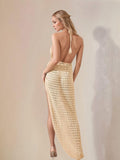 Hollow Out Halter Neck Cover-Up Dress - Trendsi