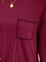 Mandy Contrast Stitching Round Neck Long Sleeve T-Shirt - Trendsi - Flyclothing LLC