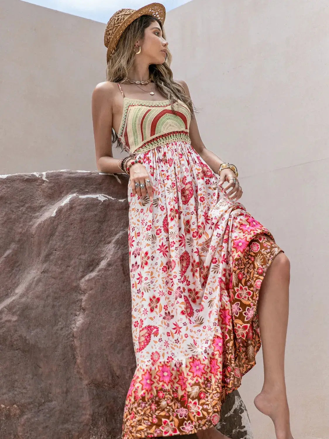 Printed Scoop Neck Cami Dress - Trendsi - Flyclothing LLC