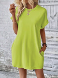 Round Neck Short Sleeve Mini Dress - Trendsi - Flyclothing LLC