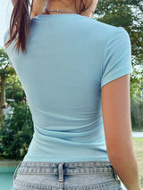 Devine Graphic Round Neck Short Sleeve T-Shirt - Trendsi - Flyclothing LLC