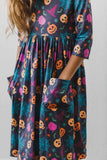 Skeleton Web 3/4 Sleeve Pocket Twirl Dress - Mila & Rose ®
