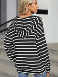 Drawstring Striped Long Sleeve Hoodie - Trendsi - Flyclothing LLC