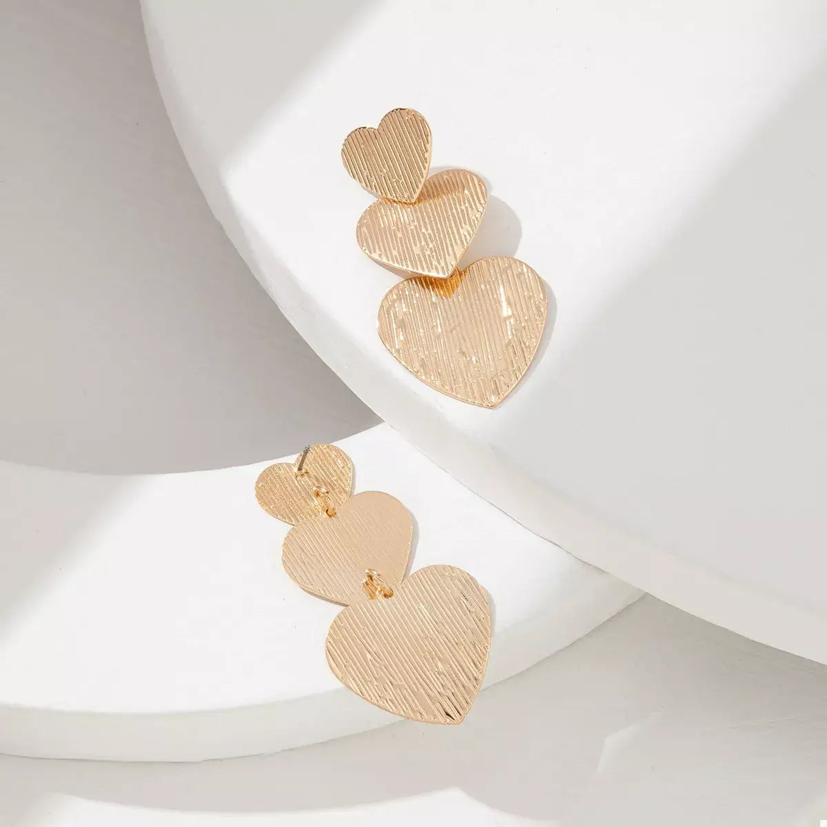 Golden Heart Dangle Earrings - Trendsi - Flyclothing LLC