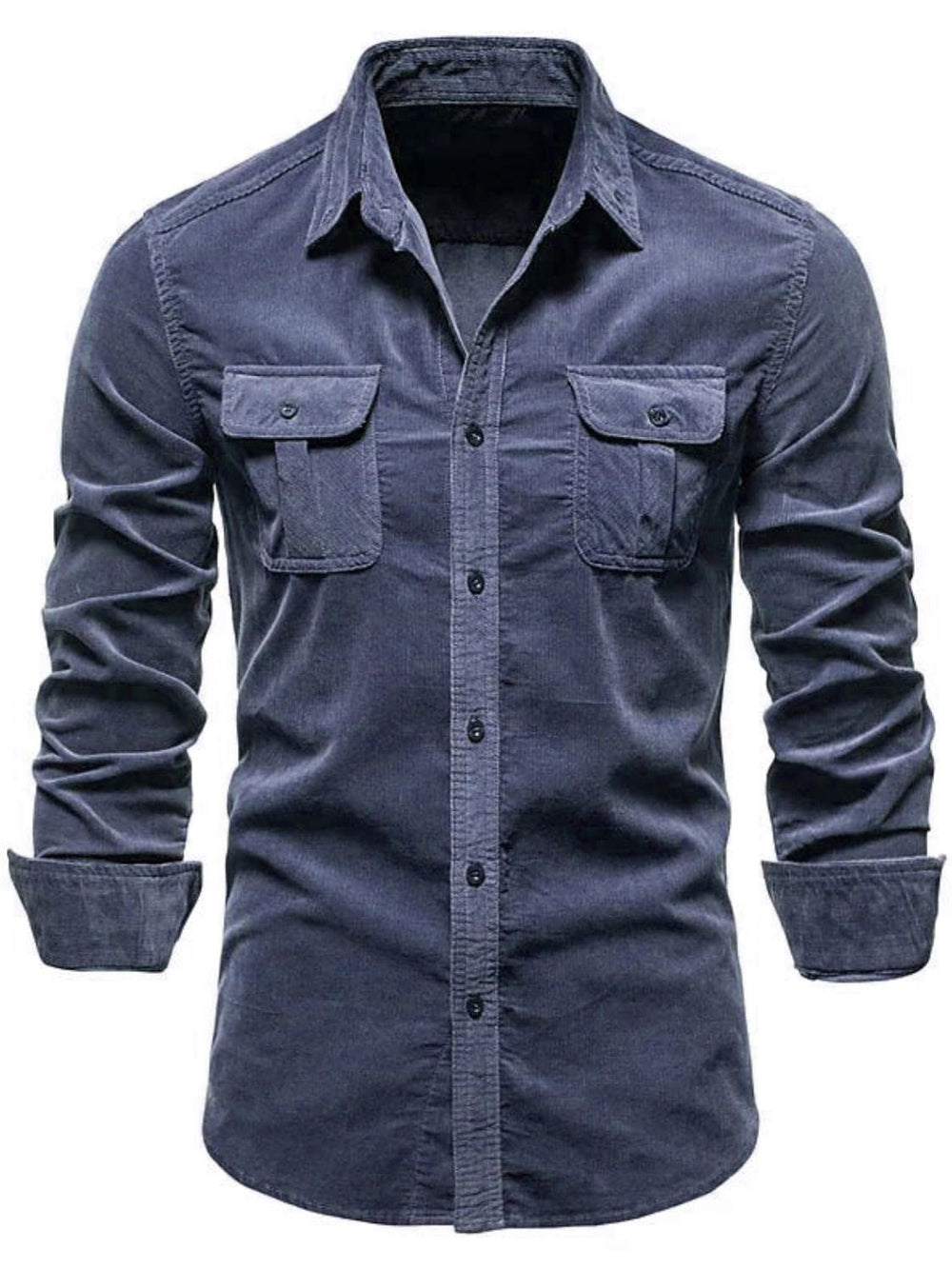 Men's Full Size Collared Neck Button Down Shirt with Chest Pockets Plus Size - Trendsi