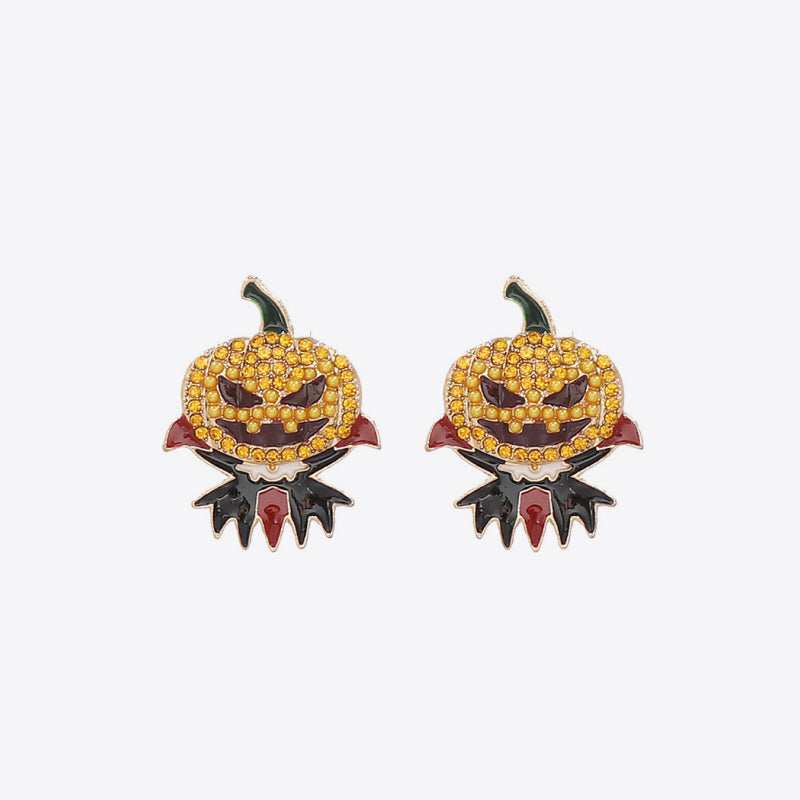 Demon Pumpkin Rhinestone Alloy Earrings - Trendsi - Flyclothing LLC