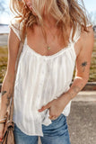 Lace Detail Ruffled Buttoned Loose Fit Tank Top - Trendsi - Flyclothing LLC