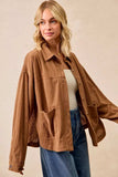 BiBi Corduroy Relaxed Fit Shacket with Back Pleat - Trendsi - Flyclothing LLC