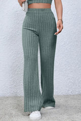 Basic Bae Full Size Ribbed High Waist Flare Pants - ShopBasicbae - Flyclothing LLC