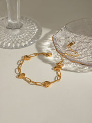 18K Gold-Plated Stainless Steel Heart Bracelet - Trendsi
