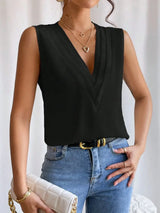 V-Neck Pleated Sleeveless Cami Tank Top - Trendsi - Flyclothing LLC