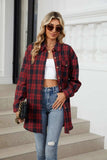 Plaid Collared Neck Long Sleeve Shirt - Trendsi - Flyclothing LLC