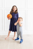 Navy 3/4 Sleeve Pocket Twirl Dress - Mila & Rose ®