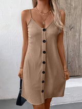 Textured V-Neck Sleeveless Mini Cami Dress - Trendsi - Flyclothing LLC