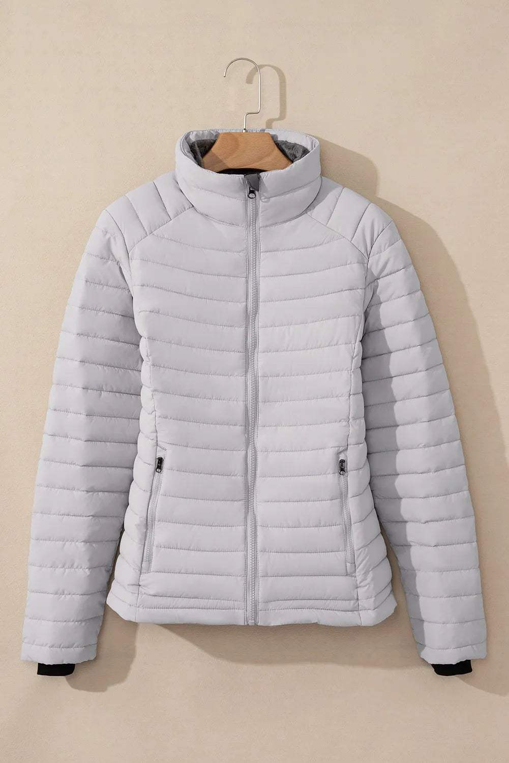 Turtleneck Zip Up Long Sleeve Jacket - Trendsi - Flyclothing LLC