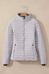 Turtleneck Zip Up Long Sleeve Jacket - Trendsi - Flyclothing LLC