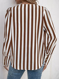 Perfee Striped Round Neck Long Sleeve Blouse - Trendsi