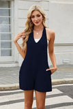 Halter Neck Romper with Pockets - Trendsi
