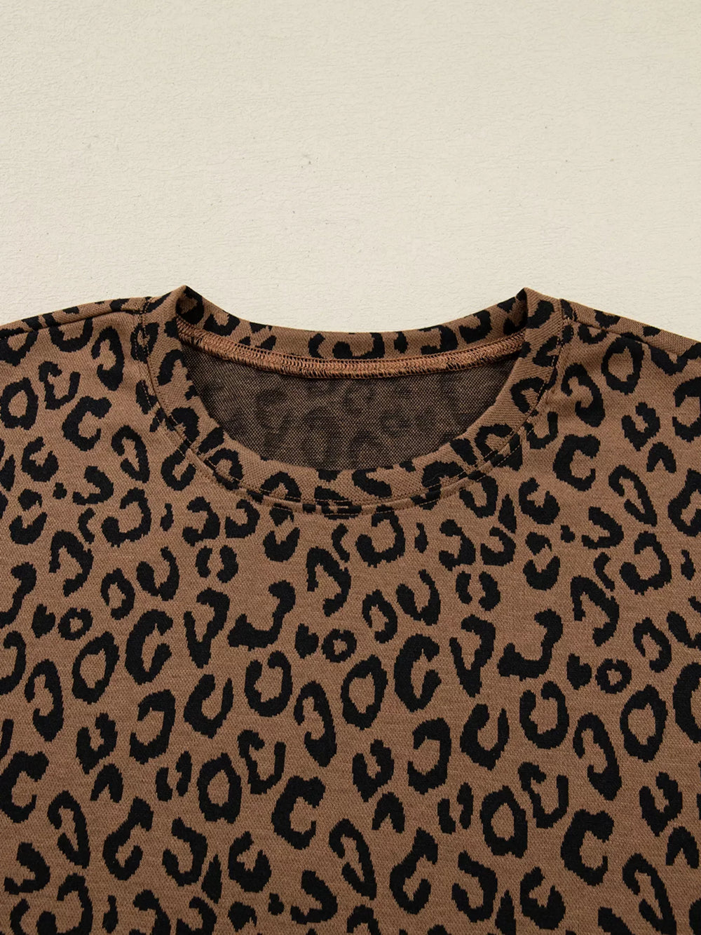 Striped Trim Leopard Long Sleeve Top Drawstring Pant Set - Trendsi - Flyclothing LLC