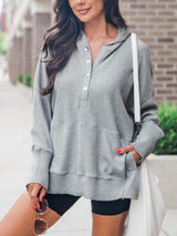 Perfee Half Snap Long Sleeve Hoodie - Trendsi - Flyclothing LLC