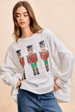 BiBi Christmas Sequin Nutcrackers Embroidery Sweatshirt - Trendsi - Flyclothing LLC