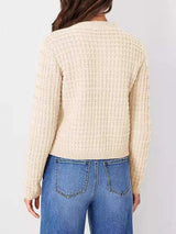 Button Up Round Neck Long Sleeve Cardigan - Trendsi - Flyclothing LLC