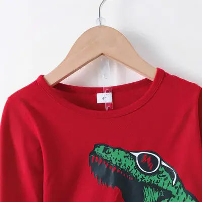 Dinosaur Round Neck Long Sleeve Top and Distressed Pants Set - Trendsi - Flyclothing LLC