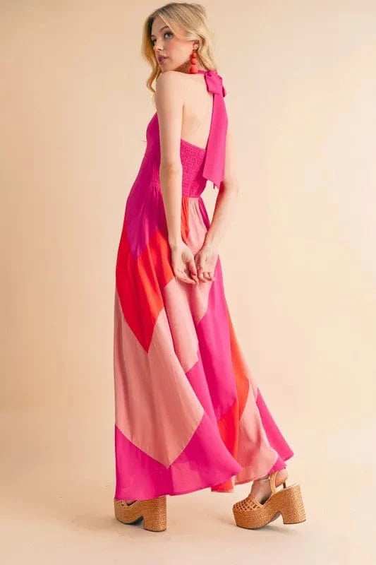 Aemi+Co Color Block Sleeveless Maxi Dress - Trendsi - Flyclothing LLC