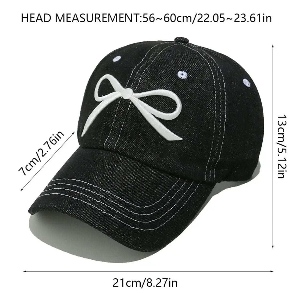 Bow Embroidered Denim Baseball Cap - Trendsi - Flyclothing LLC