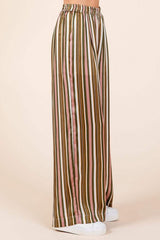 Mittoshop Striped Satin Elastic Waist Wide Leg Pants - Trendsi - Flyclothing LLC