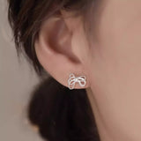 925 Sterling Silver Bow Knot Stud Earrings - Trendsi - Flyclothing LLC