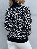 Leopard High Neck Pullover Sweater - Trendsi - Flyclothing LLC