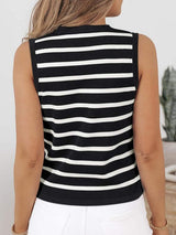 Striped V-Neck Knit Vest - Trendsi - Flyclothing LLC