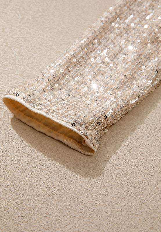 Sequin Surplice Long Sleeve Bodysuit - Trendsi - Flyclothing LLC