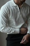 Men's Plus Size Quarter Zip Raglan Sleeve Polo - Trendsi