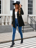 Ribbed Button Down V-Neck Long Sleeve Cardigan - Trendsi