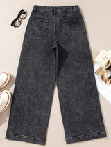 High-Waisted Wide Leg Washed Jeans - Trendsi - Flyclothing LLC