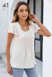 Frill Square Neck Flutter Sleeve Blouse - Trendsi