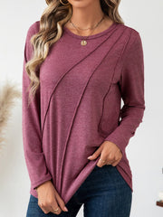 Round Neck Long Sleeve T-Shirt - Trendsi