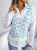 Heart V-Neck Sweater Vest - Trendsi - Flyclothing LLC
