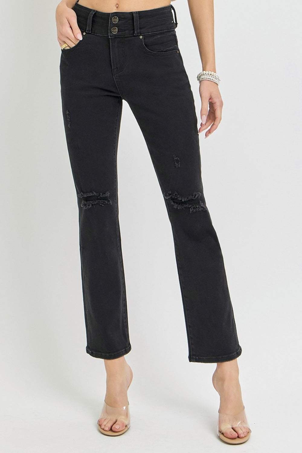 RISEN Full Size High Rise Wide Waistband Ankle Bootcut Jeans - Trendsi - Flyclothing LLC