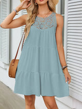Ruffled Hem Lace Sleeveless Dress - Trendsi - Flyclothing LLC