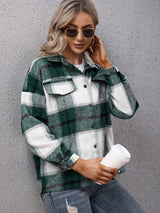 Ivy Lane Plaid Long Sleeve Shirt Jacket - Trendsi - Flyclothing LLC