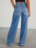 Raw Hem Wide Leg Jeans - Trendsi