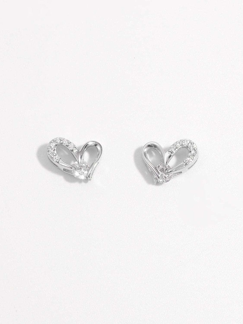 925 Sterling Silver Inlaid Zircon Heart Earrings - Trendsi - Flyclothing LLC