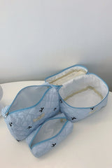 3 Piece Bow Quilted Cloth Storage Bag Set - Trendsi
